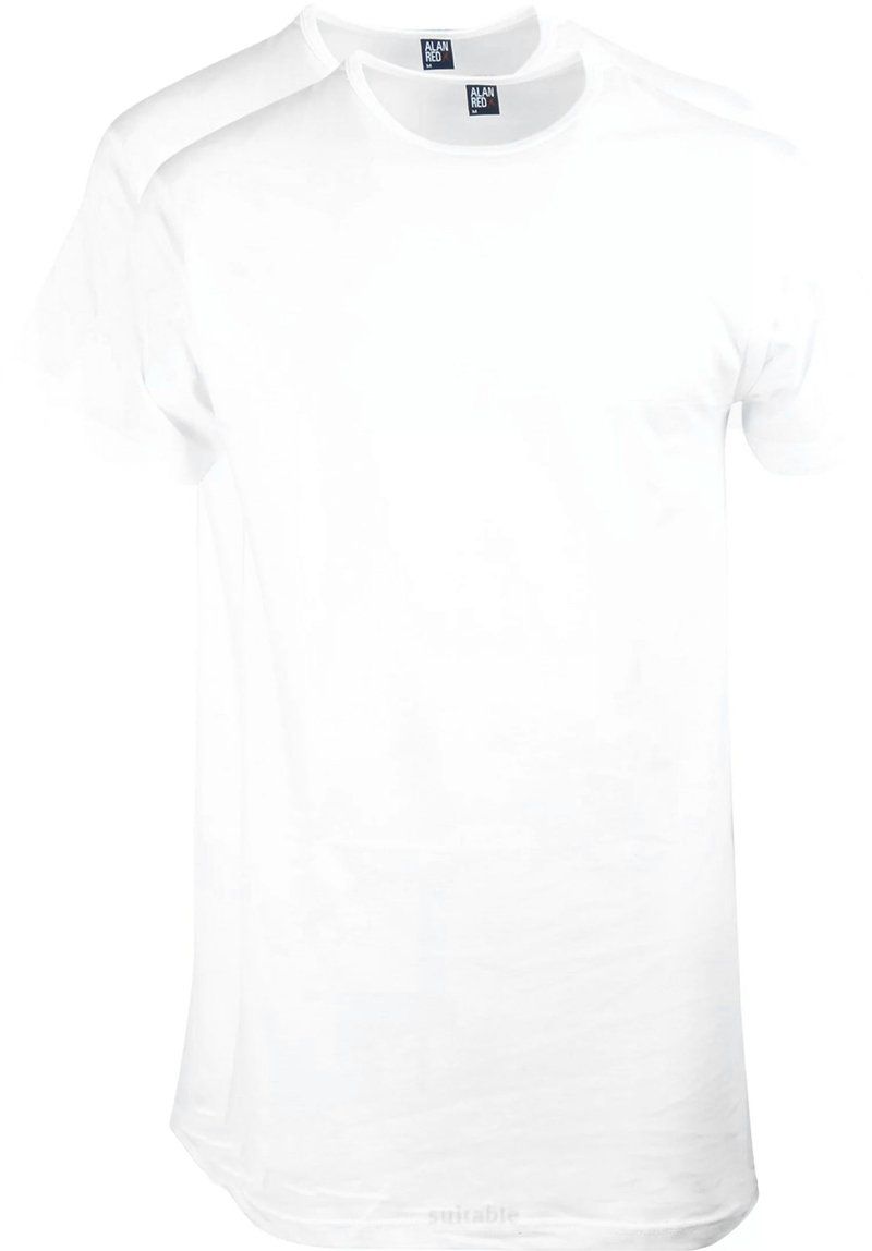 Alan Red Derby Long t-shirt ronde hals 2-pack wit