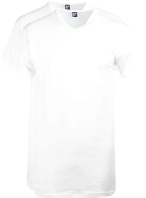 Alan Red Vermont Long t-shirt v-hals 2-pack wit