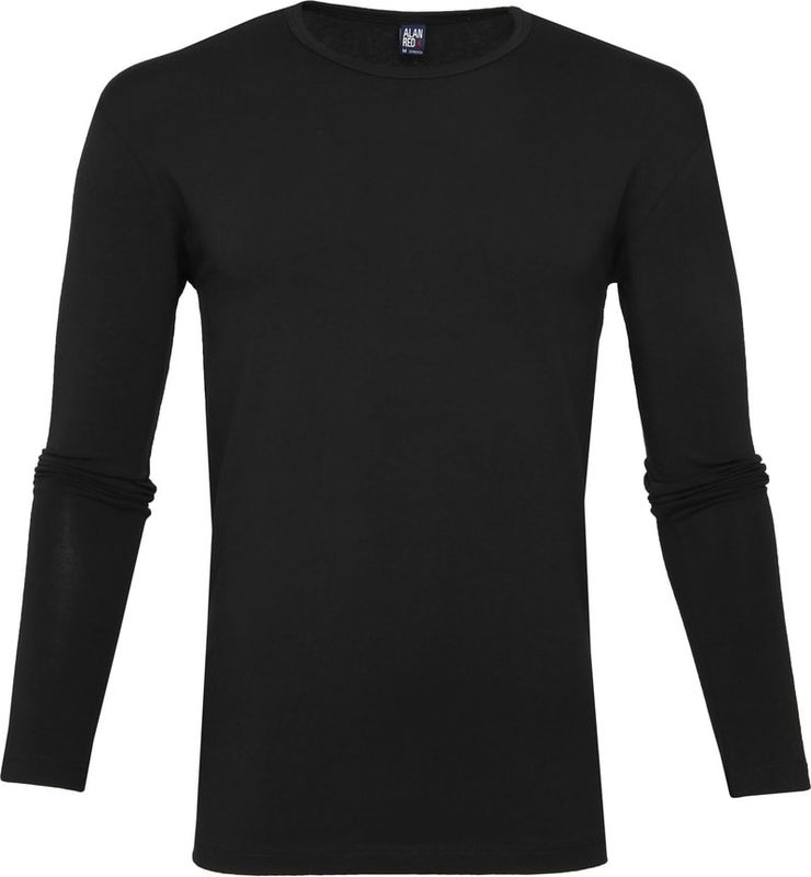 Alan Red Olbia t-shirt lange mouw ronde hals zwart