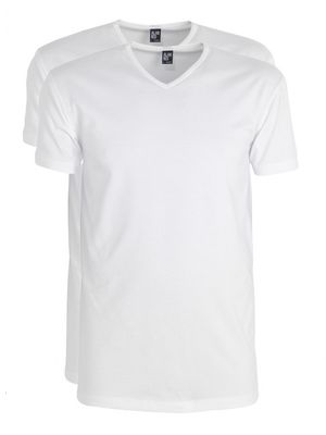 Alan Red Oklahoma Long t-shirt v-hals 2-pack wit