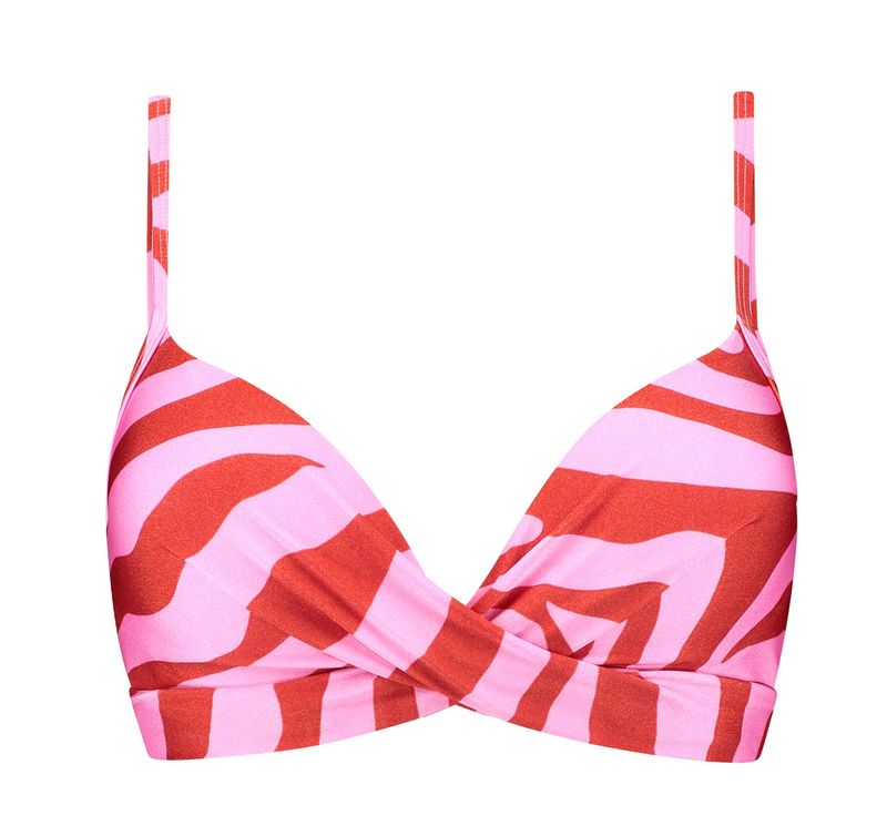 Beachlife twisted bikinitop pink zebra
