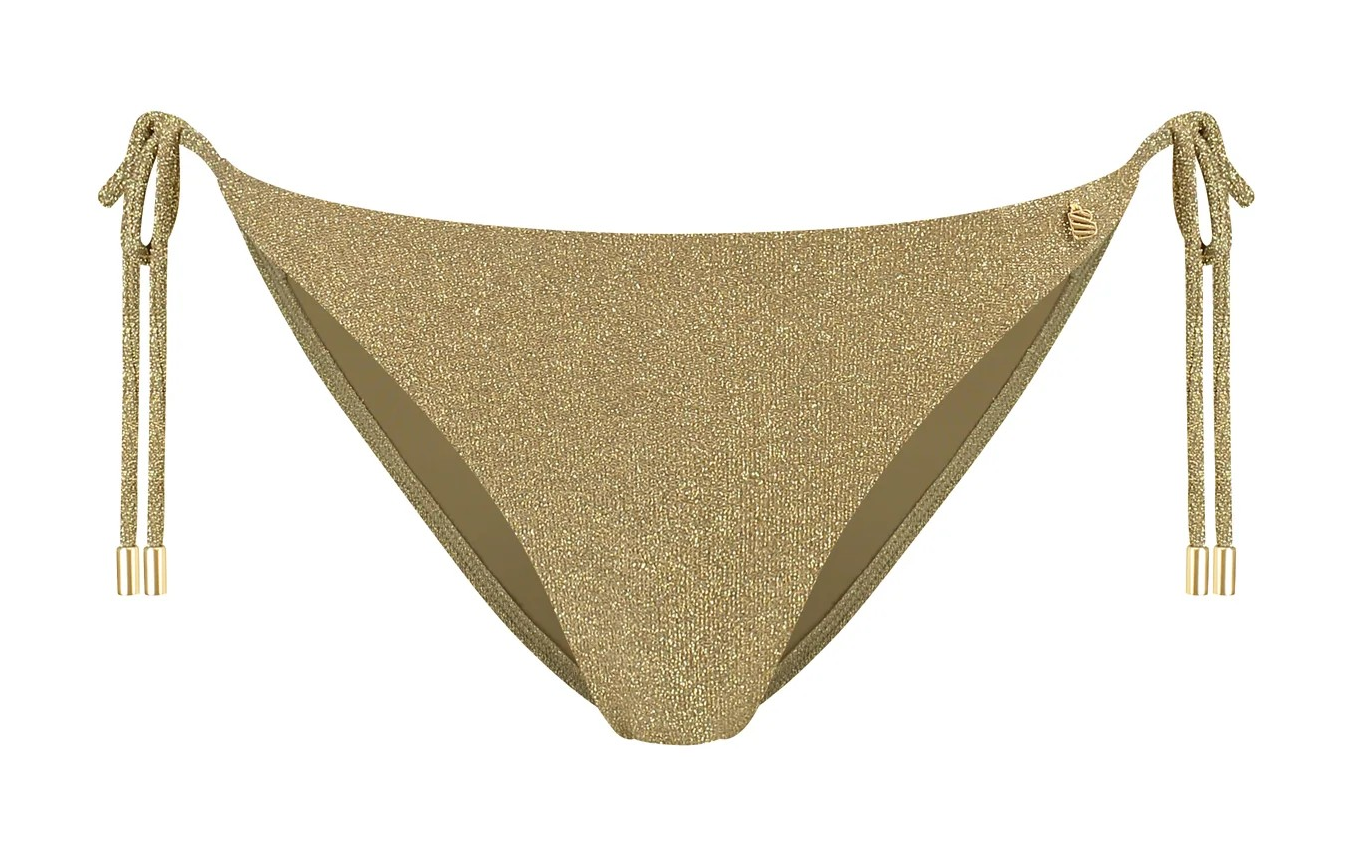Beachlife bikinibroekje strikjes gold glitter