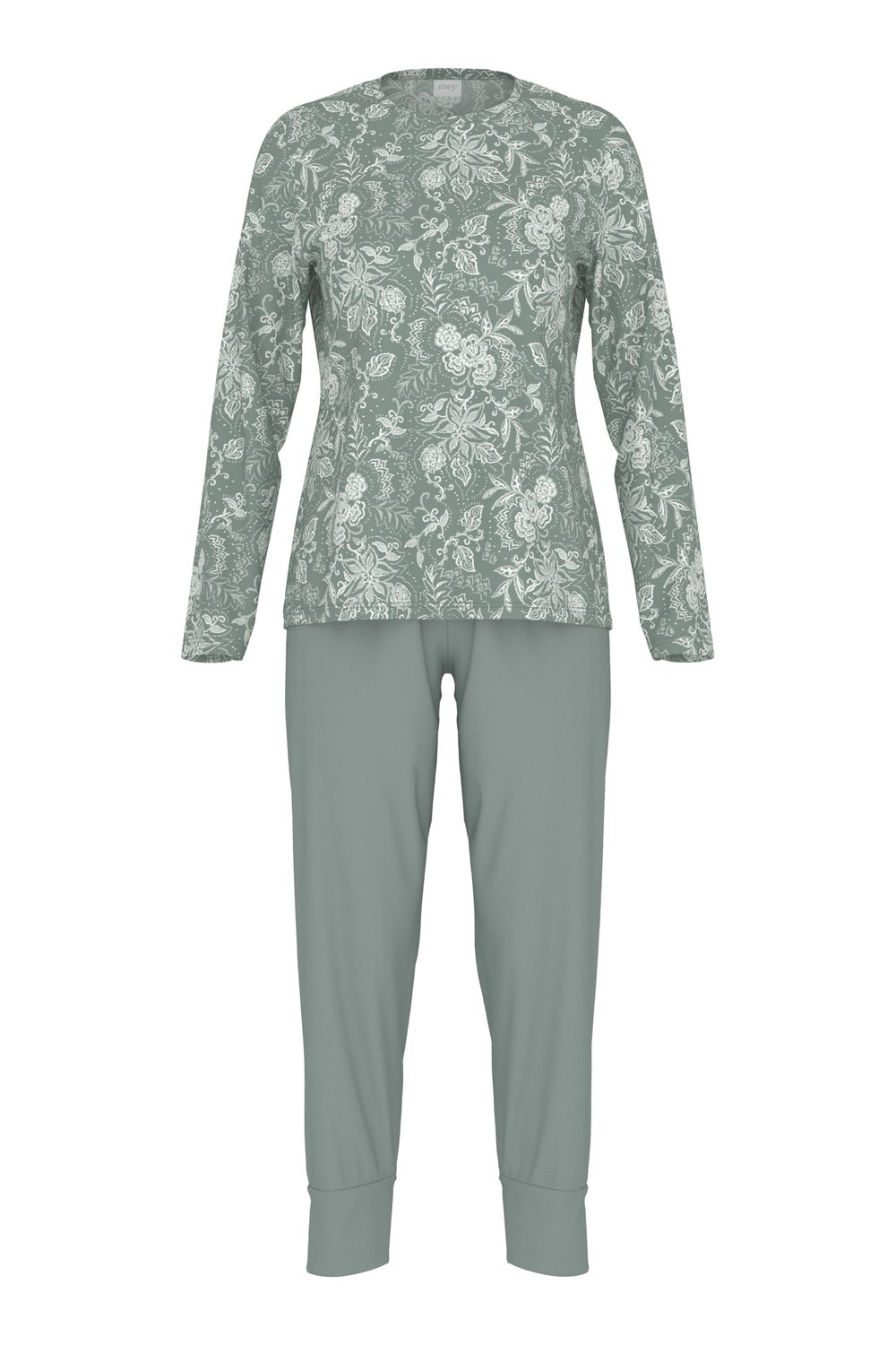 Mey Painted Paisley pyjama lange mouw dusty teal