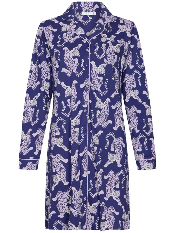 Rebelle Tiger Star nachthemd doorknoop dark purple