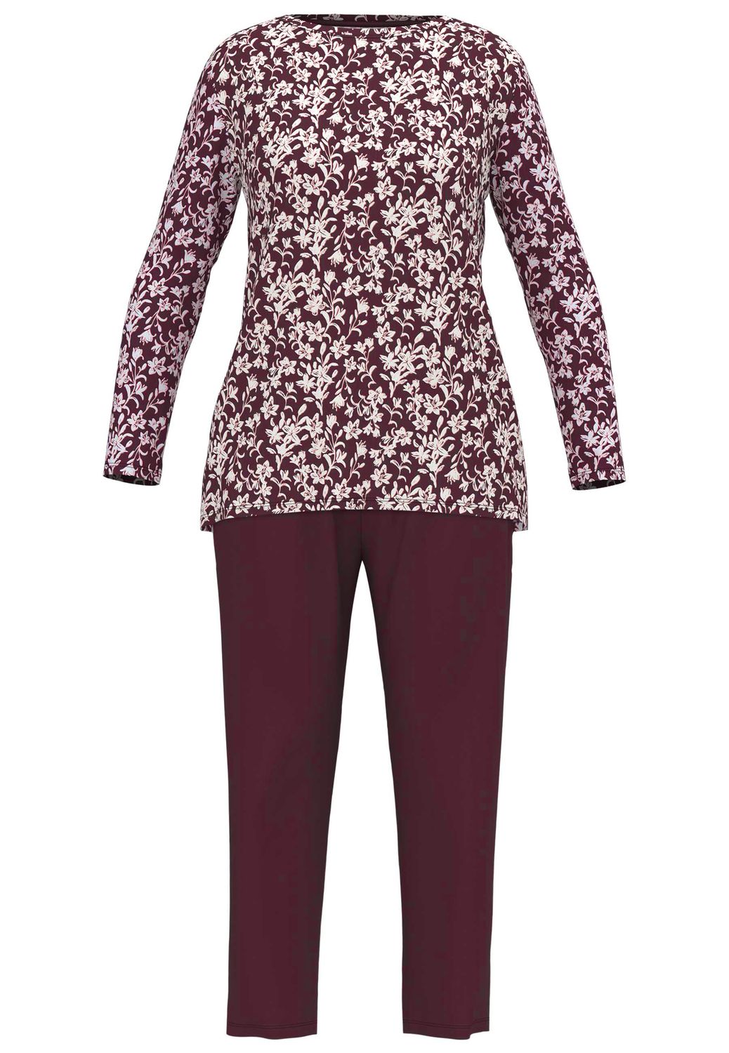 Gotzburg pyjama lange mouw bloem bordeaux