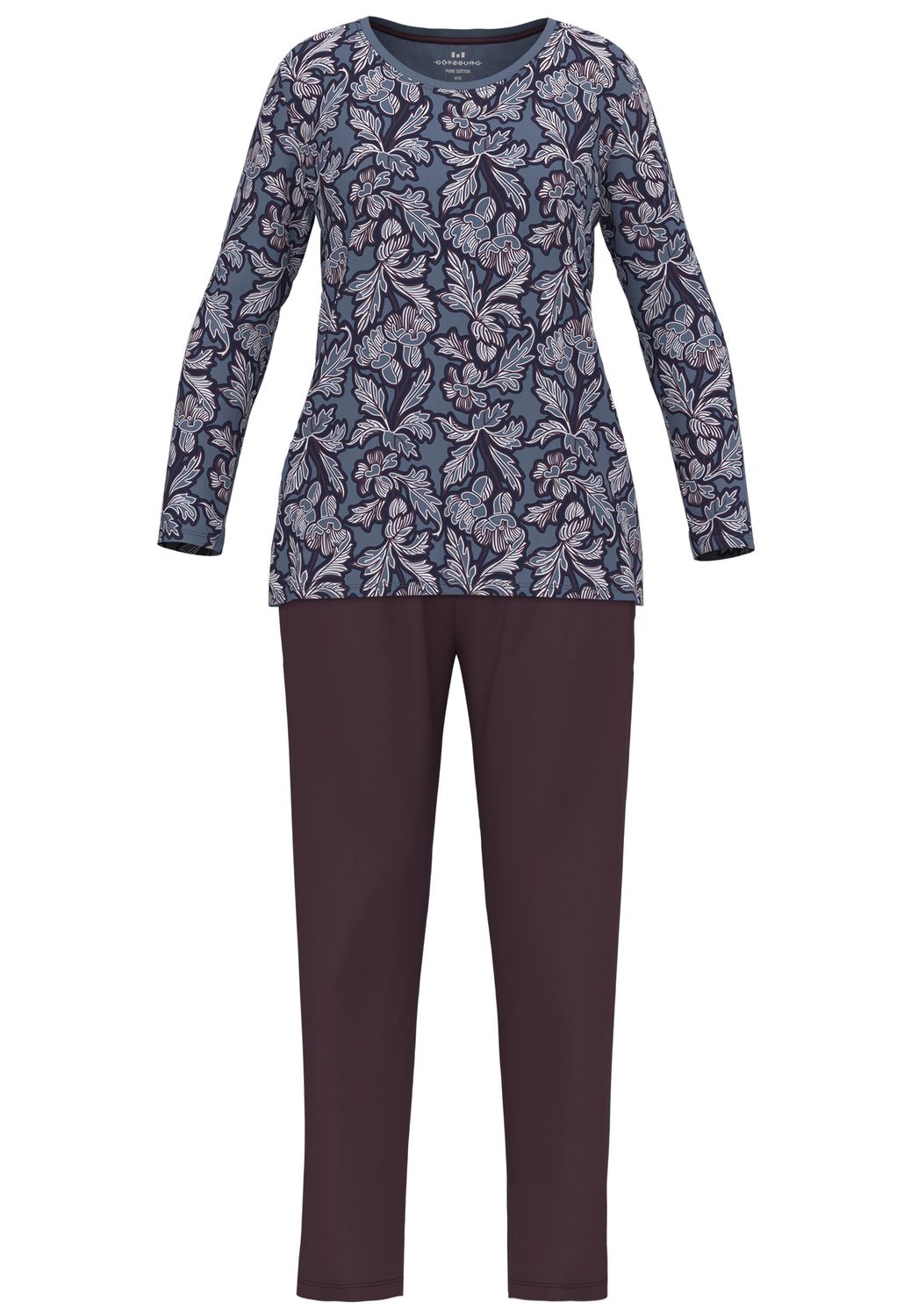 Gotzburg pyjama lange mouw blad bordeaux