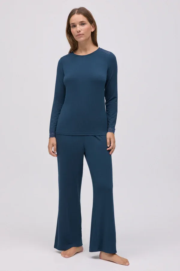 Ysabel Mora Extra soft modal pyjama shadow blue