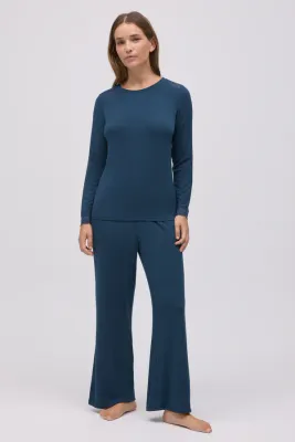 Ysabel Mora Extra soft modal pyjama shadow blue