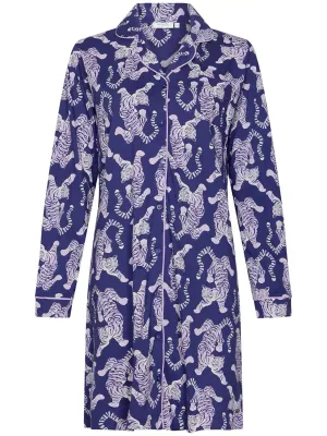 Rebelle Tiger Star nachthemd doorknoop dark purple