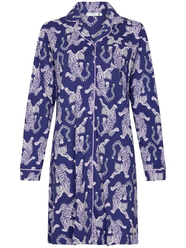 Rebelle Tiger Star nachthemd doorknoop dark purple