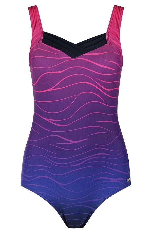 Mila badpak v-hals navy pink