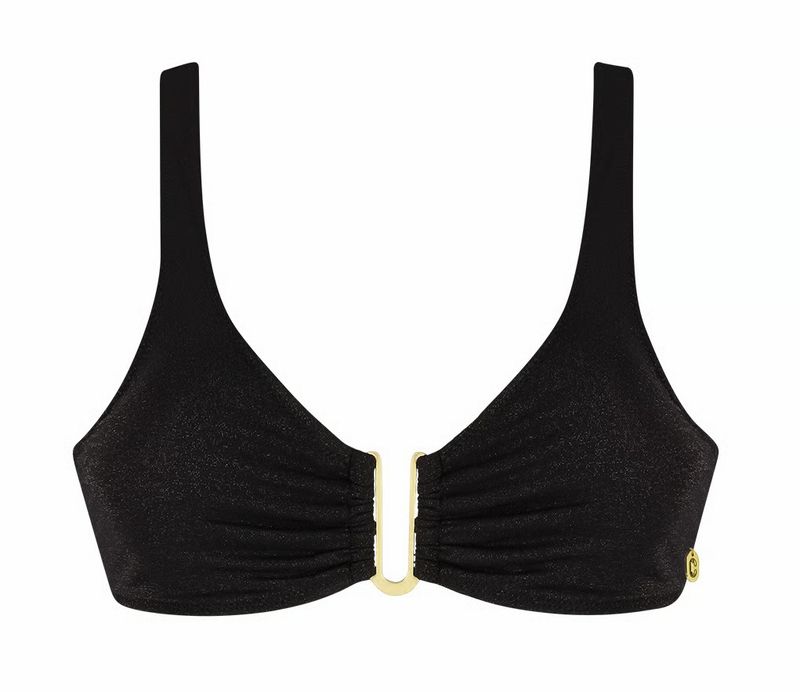 Ten Cate buckle Beach bikinitop shiny zwart