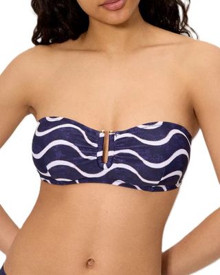Ysabel Mora Navy Wave bandeau bikinitop