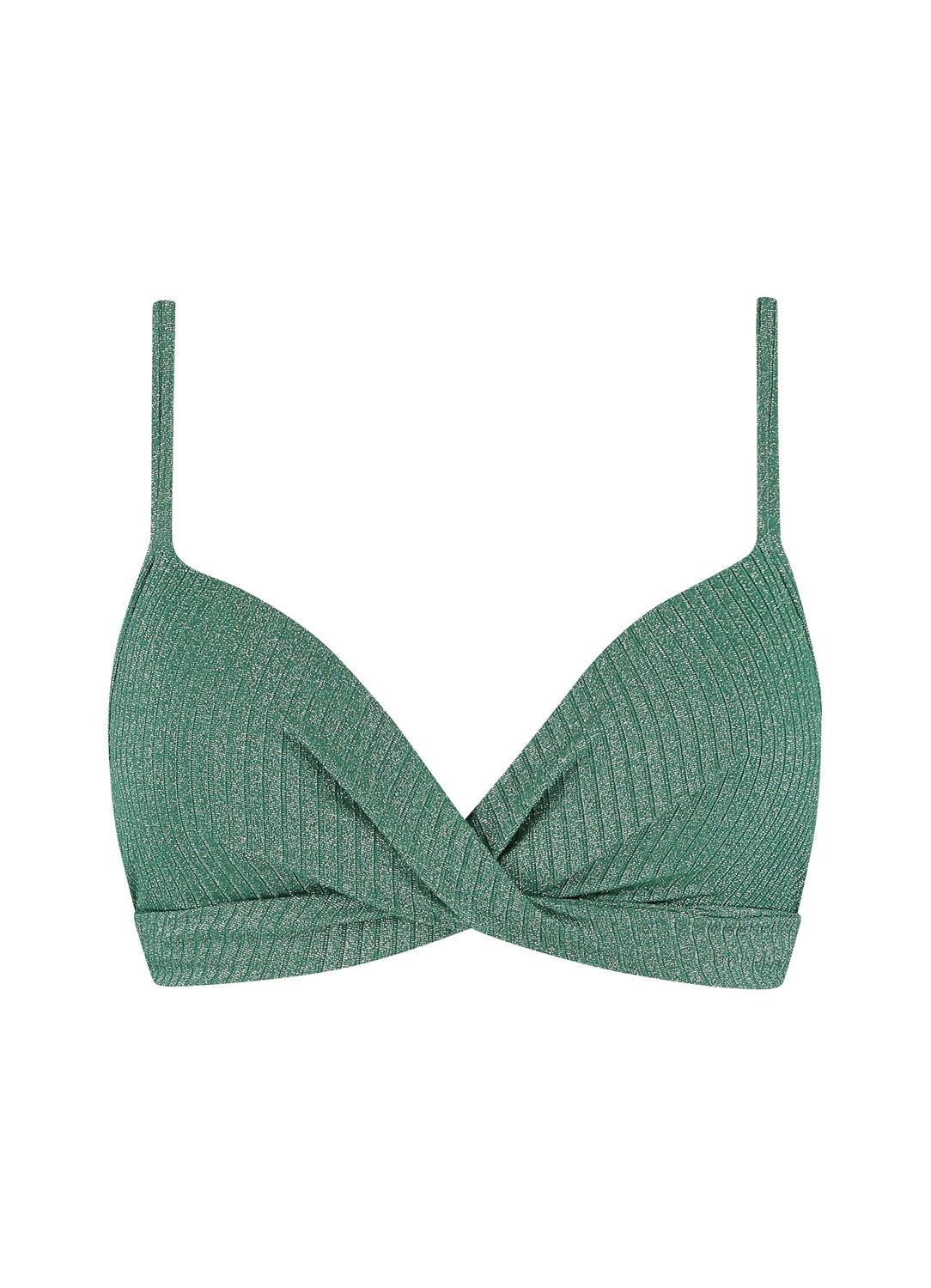 Beachlife Green Glitter Twist padded bikinitop