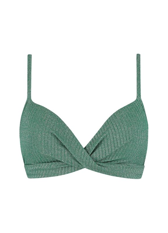 Beachlife Green Glitter Twist padded bikinitop