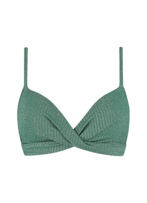 Beachlife Green Glitter Twist padded bikinitop