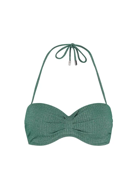 Beachlife Green Glitter bandeau bikinitop