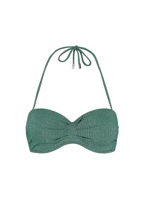 Beachlife Green Glitter bandeau bikinitop