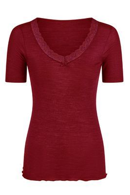 Nina von C Wool Silk shirt korte mouw merinowol elderberry