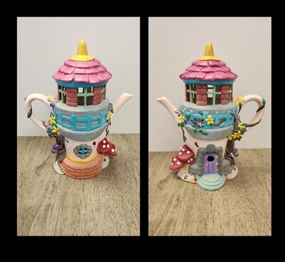 Fairy House Tea Pot Multi Colored