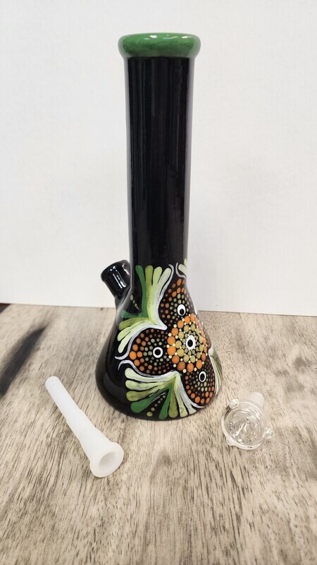 Beaker Water Pipe Large Black/Orange