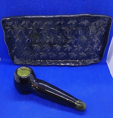 Cob Pipe with Tray - Black &amp; Green