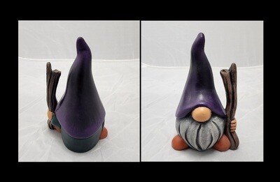 Gnome with Purple Hat with Walking Stick