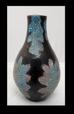 Raku Black &amp; Blue Vase