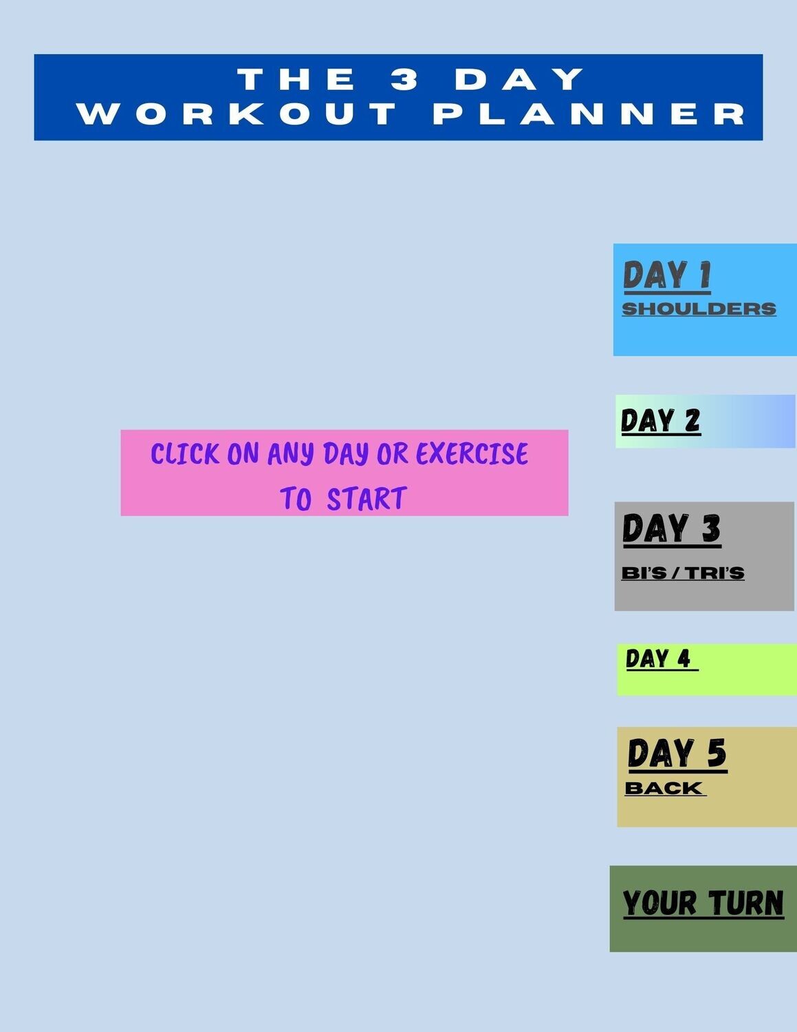 The Basic 3 day W.O. Digital Planner