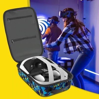 EVA Portable Carrying Case Large Space Hardshell Case with Shoulder Strap Lens Pad Tie Anti-Scratch for Meta Quest 3 VR Headset
