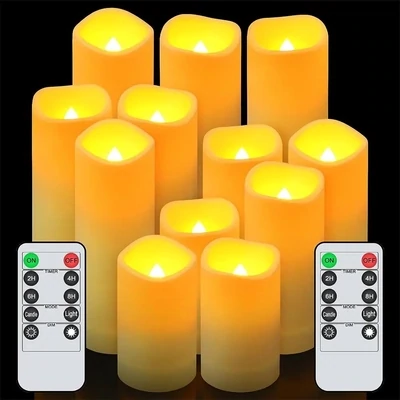 12Pack LED Flameless Candle Lights Simulated Flame Flickering Tea Light With Remote Control For Home Decoration Battery Operated