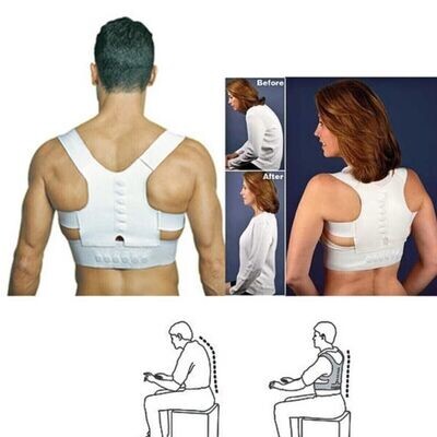 Adjustable Magnetic White Posture Back Support Shoulder Corrector Therapy Brace