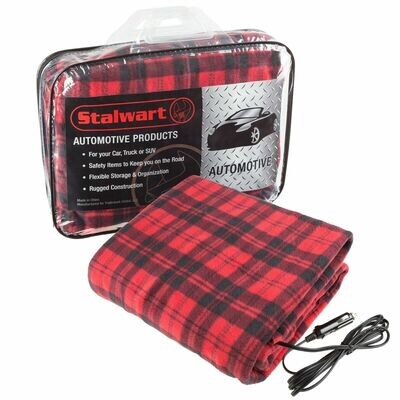Electric Red Plaid Car Home Heated Blanket for Automobiles Heats up With 12 Volts NEW