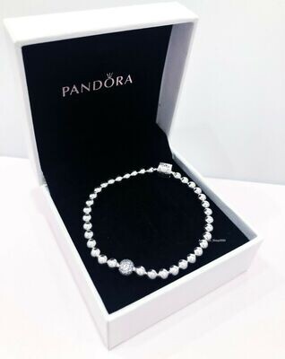 8.3"/21cm New Authentic PANDORA Beads and Pave Bracelet Silver #598342CZ w/ BOX