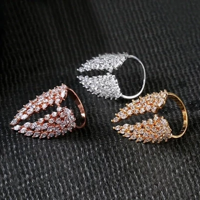 BEAUTIFUL Angel Wing Opening Rings with Full Crystal Women's Gold, Silver or Rose Gold Fashion Jewelry
