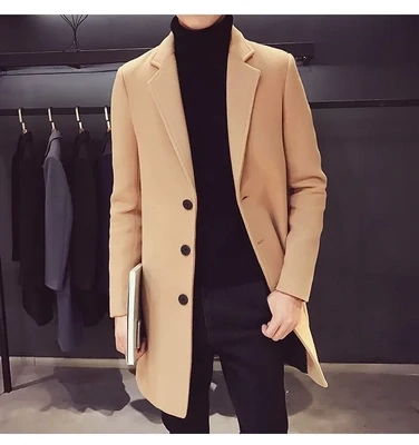 2023 Spring Autumn New Cotton Coat Wool Blend Casual Fashion Men's Slim Jacket