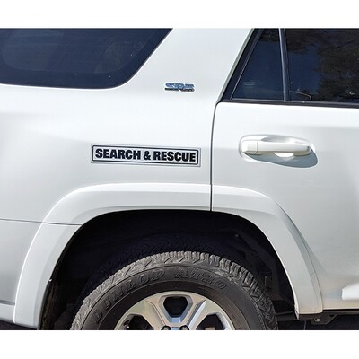 Magnetic Vehicle Sign (Reflective): SEARCH &amp; RESCUE 16" x 2-1/2"