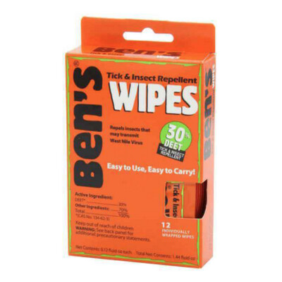 Ben's® Tick & Insect Repellant Wipes (Box of 12)