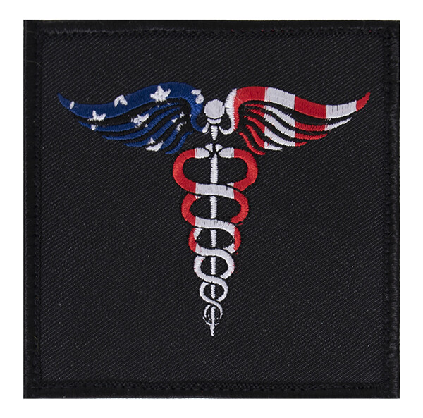 Embroidered Patch: Medical Symbol with Hook Back