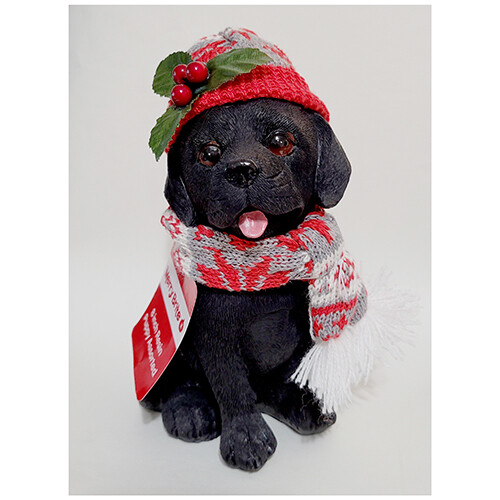 MerryBrite® Christmas Black Lab Pup Figurine