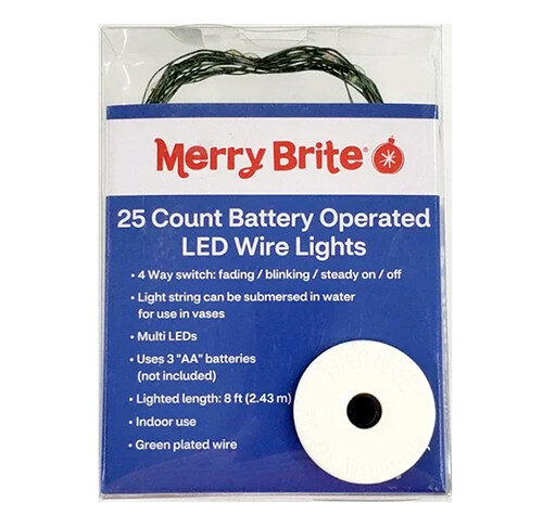 MerryBrite® White LED Lights 25 Count Battery Operated