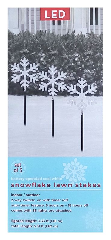 LED Snowflake Lawn Stakes (Set of 3)