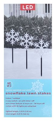LED Snowflake Lawn Stakes (Set of 3)