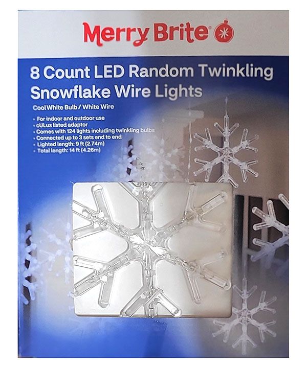 8 Count LED Random Twinkling Snowflake Wire Lights