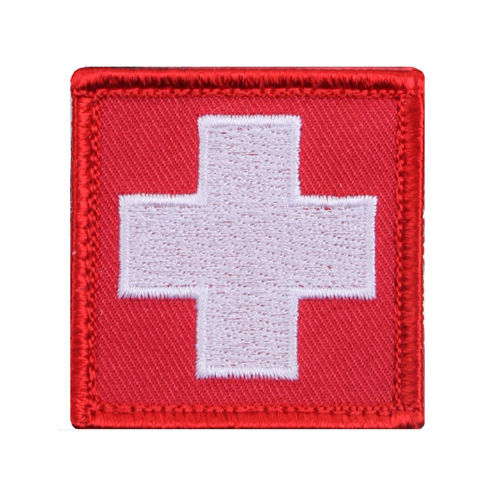 Embroidered Patch: White Cross on Red Square