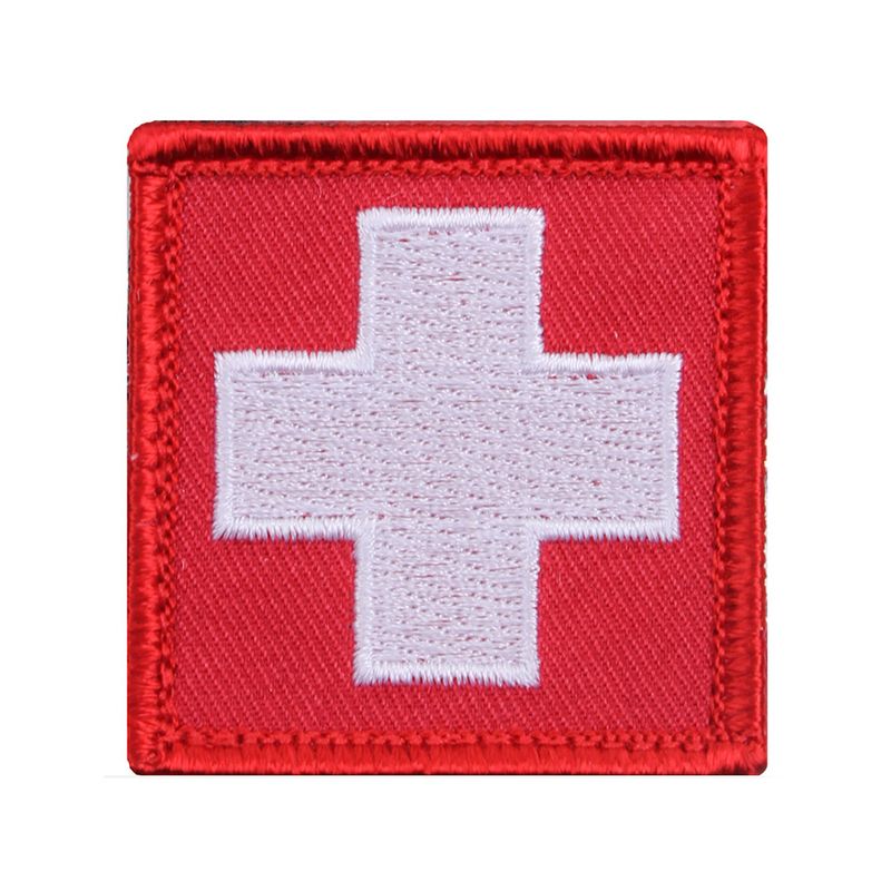 Embroidered Patch: White Cross on Red Square
