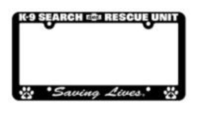 License Plate Frame: Search & Rescue K-9