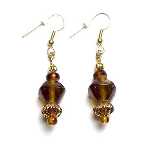 Earrings: Gold &amp; Brown