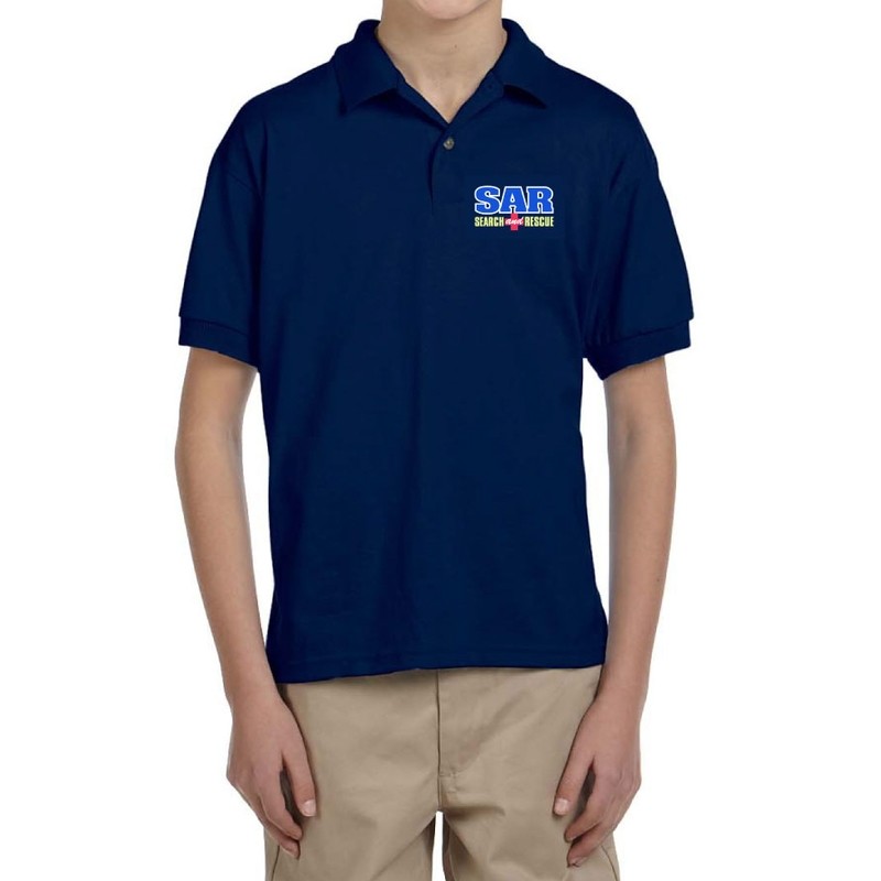 YOUTH Short Sleeve Polo Shirt (Dri-Wear): SEARCH &amp; RESCUE