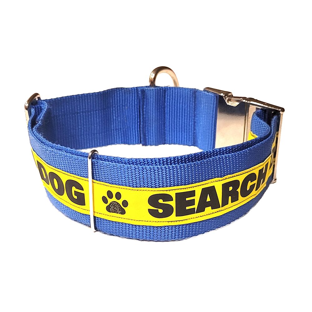 Reflective Dog Collar (Metal Buckle): SEARCH DOG - 2" Width